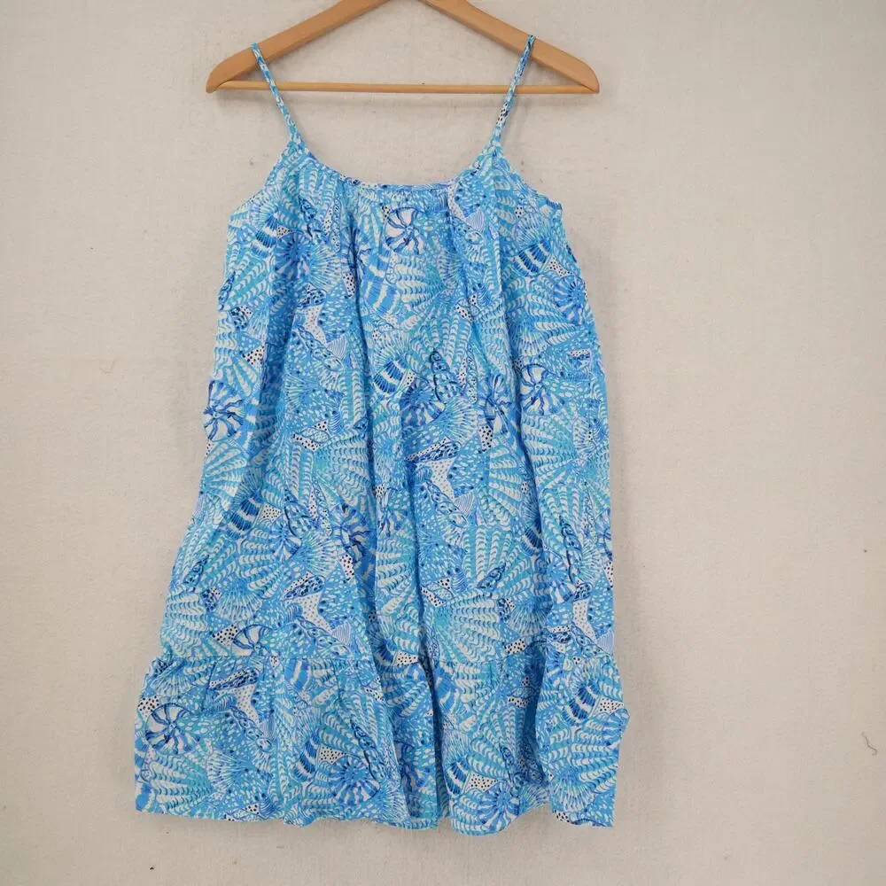 New Lilly Pulitzer Women's Small Jayden Linen Dress  Amalfi Blue by The Seashore - Picture 2 of 12